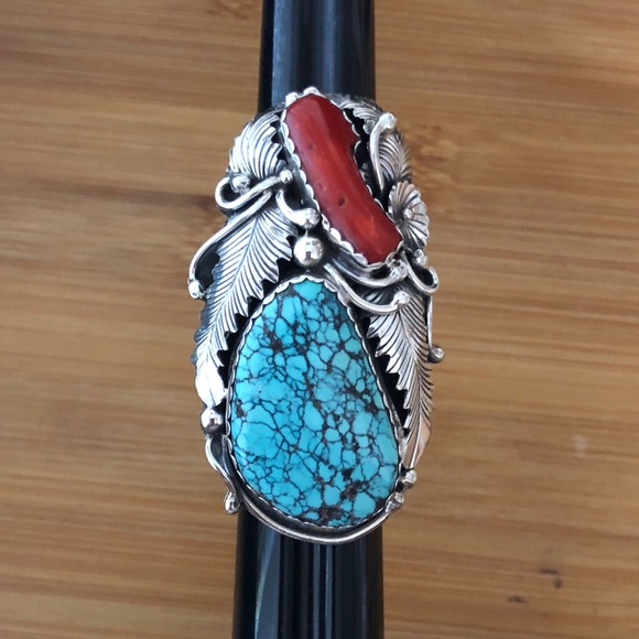 $226  Signed Large Native American Estate Ring  Signed RN (or RM) Size 9 & 3/4 - Picture 6 of 9